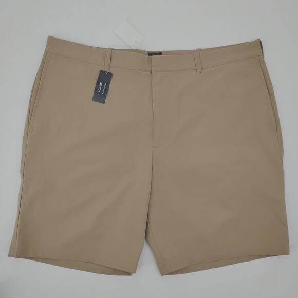 New J Crew Tech Shorts 9" Size 38 Dark Khaki Tan Pockets Chinos NWT AL096 - Picture 1 of 4